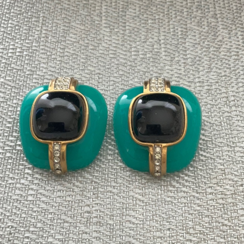 Vintage Unbranded Statement Rhinestone Earrings